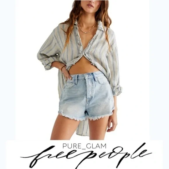 NEW FREE PEOPLE shorts denim distressed 25 - Picture 3 of 6